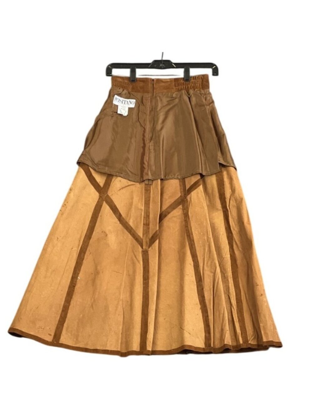 VTG Positano Pelle Women Petite Skirt Brown Suede Western A Line Boho Chic USA - Picture 11 of 12